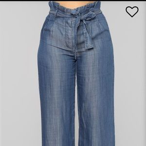Fashion Nova Tie Front Denim Pants-New w/Tags